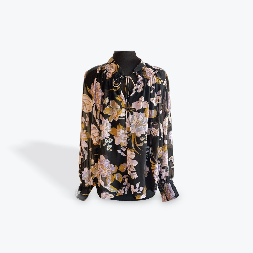 Catherine Malandrino Black Floral Blouse